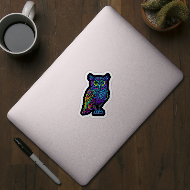 Holographic colorful cute Owl by halazidan